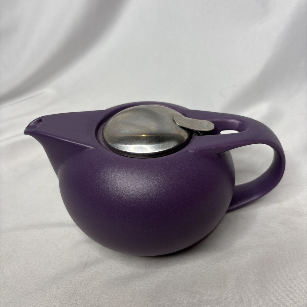 Zero Japan Ceramic Universal Teapot Purple Matte Finish Stainless Steel Lid Read